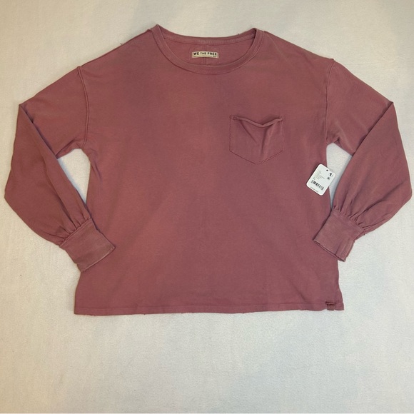 NWT Free People We The Free Long Sleeve Tee Mauve Blossom Size XS - Picture 3 of 10